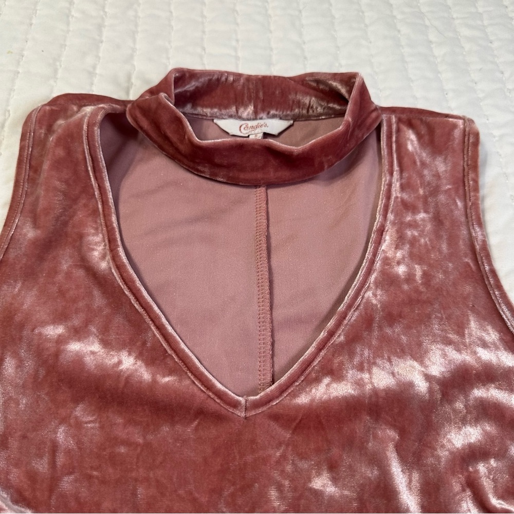 Candie's Pink Velvet Choker Tank top in Size S - Picture 10 of 14